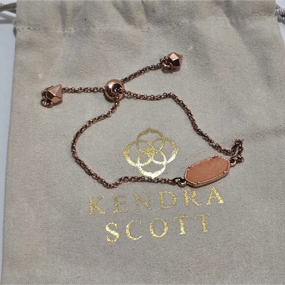ENDRA SCOTT Elaina Drusy Slide Adjustable Rose Gold‎ and Pink Bracelet - Picture 1 of 6
